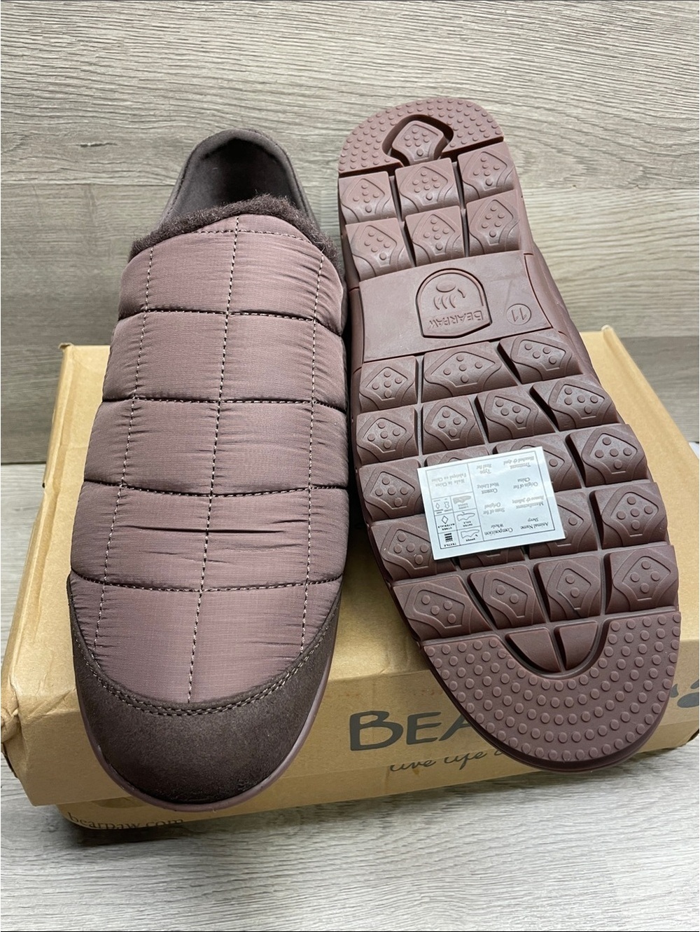 BearPaw Men's Quilted Slip-On Loafers in Mauve Brown #279
